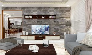 Textural Sandstone Living Room Design