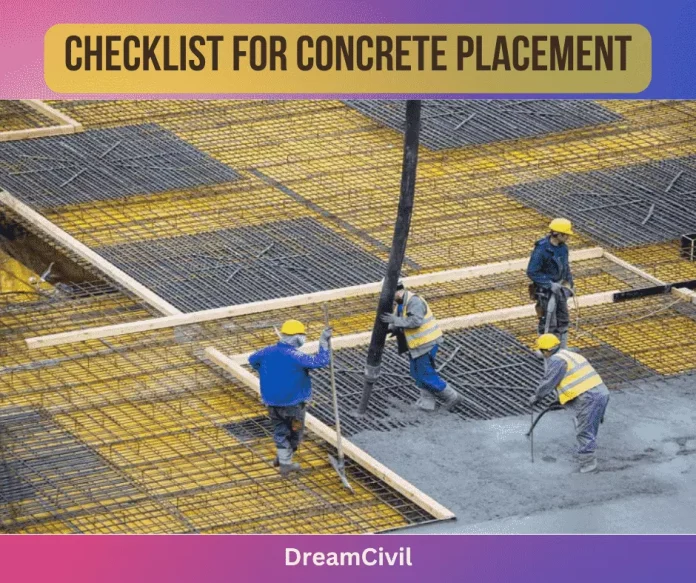 Checklist for Concrete Placement