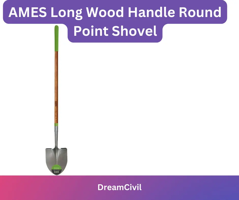 AMES Long Wood Handle Round Point Shovel